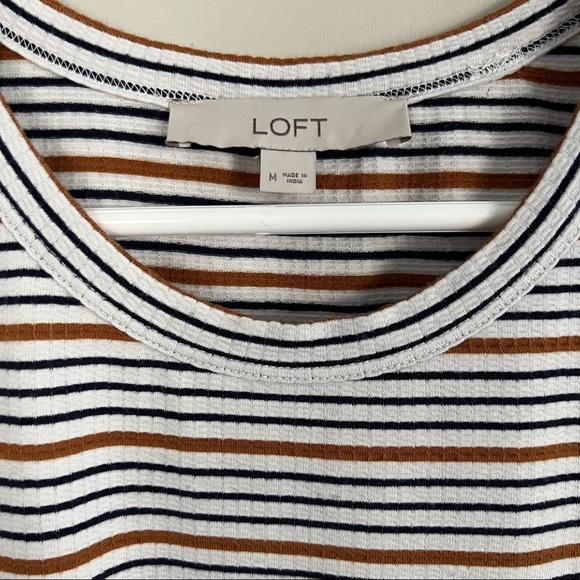 Loft Stripe Tiered Short Sleeve Knit Dress Medium - Picture 2 of 8